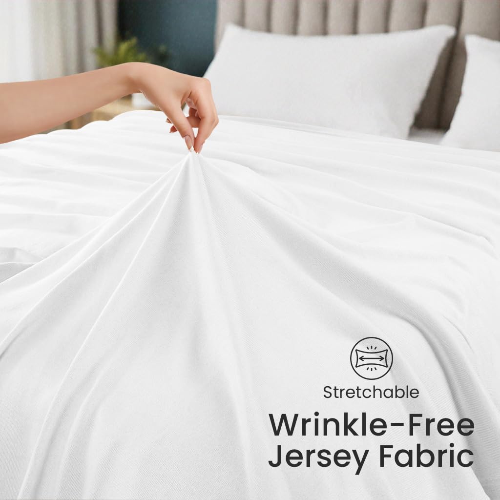 Utopia Bedding Knit Blanket Queen Size (90x90 Inches, White) Soft Lightweight Jersey Breathable Sweatshirt Blanket for Bed,Couch & Sofa