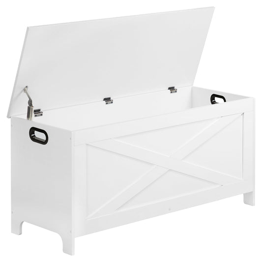 MAHANCRIS 39.4" Storage Chest with Lid, Entryway Storage Bench with Safety Hinges, Large Toy Box for Bedroom & Living Room, Sturdy Toy Storage Organizer, White SCWT48101Z1