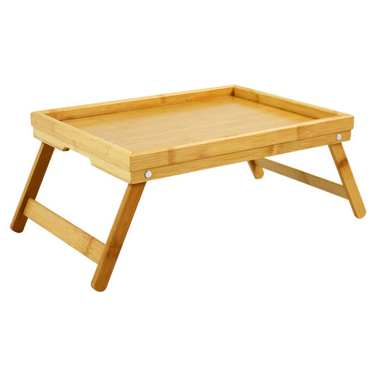 WKWKER Bamboo TV Bed Tray Table with Folding Legs Serving Trays Drawing Table Portable Laptop Desk Snack Table Breakfast Trays (Natural)