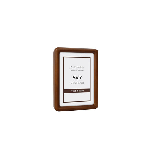 SZKYSJGS 5x7 Wood Picture Frame, Solid Natural Walnut Rounded Corner Photo Frame with Tempered Glass, 5 x 7 Wooden Frame Matted to 4x6, Wall or Tabletop Display