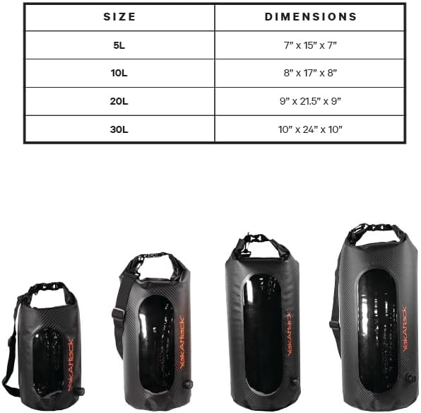YakAttack 5L Roll-Top Drybag with Air Valve - Black Carbon | Waterproof Marine Dry Bag for Kayaking, Boating & Paddleboarding | Heavy Duty Small Drybag for Gear Protection | Compact Kayak Storage Bag