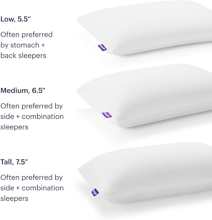 Purple Harmony Pillow - Standard Low, Greatest Pillow Ever Invented, 360º Hex Grid & Talalay Latex Core - No Pressure Support, Stays Cool, Luxurious Comfort