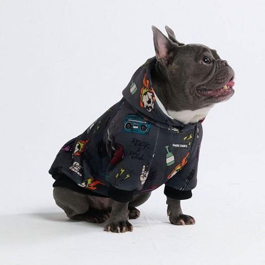 Spark Paws Dog Hoodie – Premium Dog Sweater for Small, Medium, and Large Dogs | Warm Outfits for French Bulldogs, Pitbull, Puppy, Winter Jacket Alternative - Rock and Roll - XL