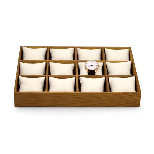 Woodten Solid Wood Watch Storage Tray for Drawer Watch Pillow Organizer Display Tray Showcase (Beige)