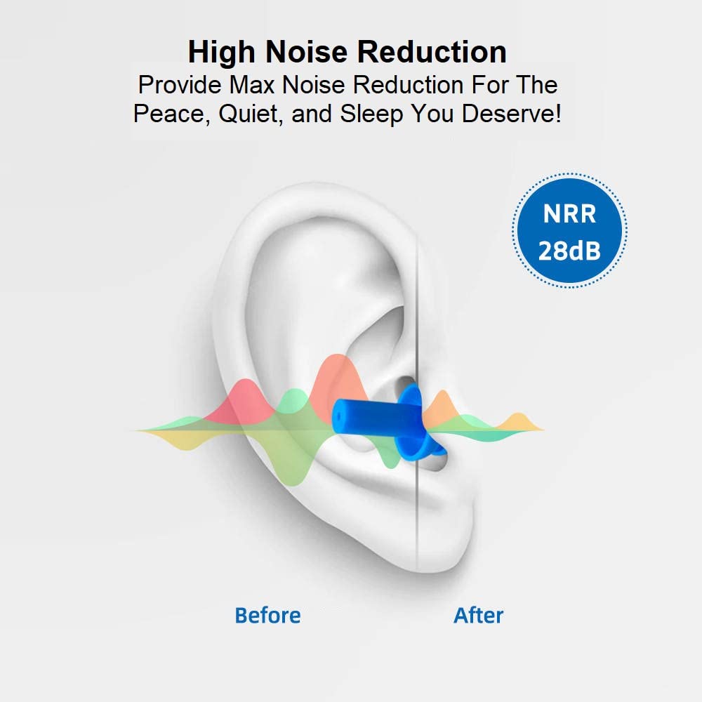 100 Pair Reusable Soft Silicone Ear Plugs Waterproof - Washable Ear Plugs for Swimming Music Concerts Construction Shooting Hunting Motor Sports Hunting Movie Earplugs for Sleeping Noise Cancelling