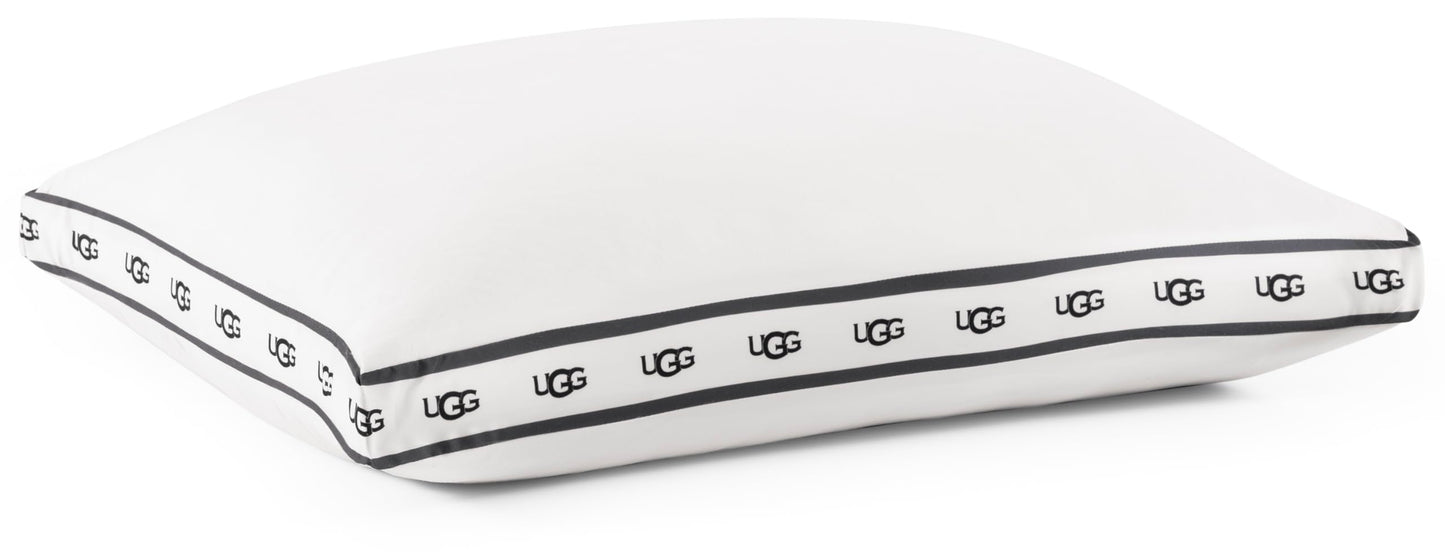 UGG Queen Bed Pillow – Gusseted Down Alternative Pillow in Standard Size, Medium Firm Sleeping Pillows, Premium Luxury Home Decor Hypoallergenic Pillow for Queen Bed, White (Devon)