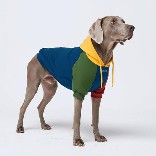 Spark Paws Dog Hoodie – Premium Dog Sweater for Small, Medium, and Large Dogs | Warm Outfits for French Bulldogs, Pitbull, Puppy, Winter Jacket Alternative - Primary Color Block - 3XL