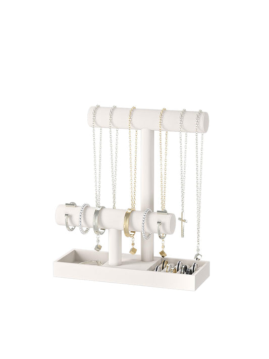 Ausalivan Bracelet and Necklace Holder,Velvet Jewelry Necklace Display Organizer Stand,bracelet Holder for Selling,Bracelet and Necklace Storage Tree (Style 2（Beige）)