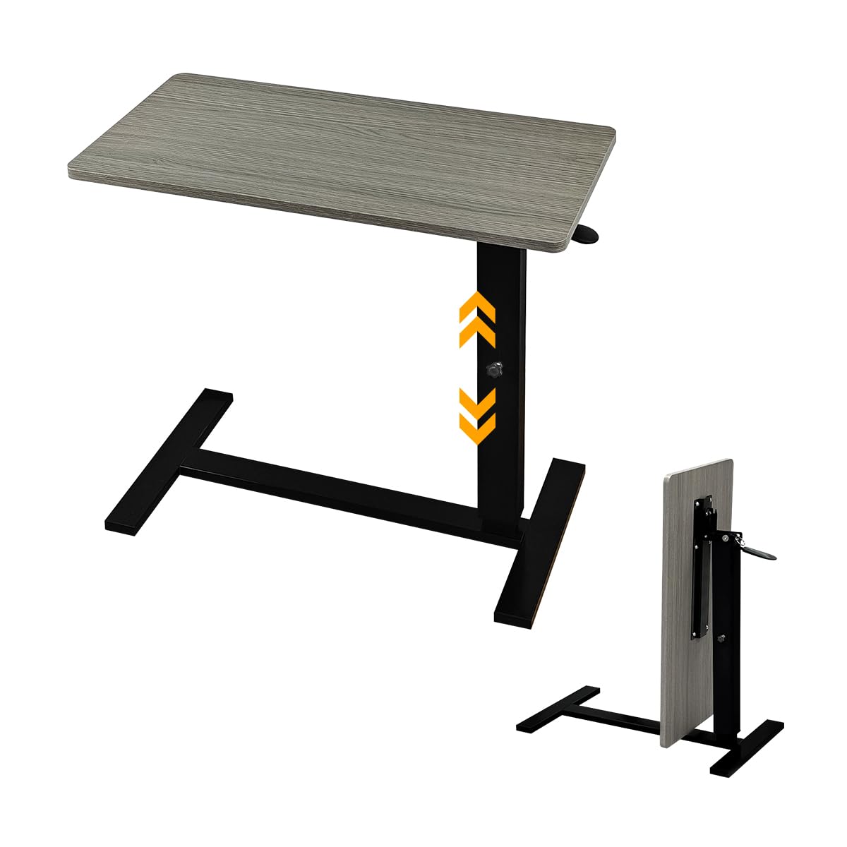 lumizone Foldable Overbed Table with Wheels Bedside Desk Gray
