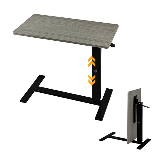 lumizone Foldable Overbed Table with Wheels Bedside Desk Gray