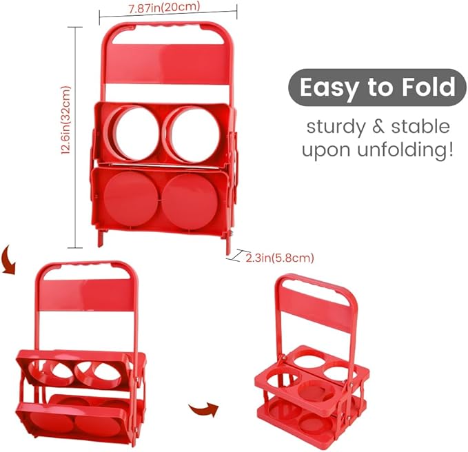musbus Reusable Drink Carrier with Handle for Delivery Drivers, Portable Cup/Coffee Holder Accessories for Delivery, Foldable Drinks Caddy with Tray, Car Durable Plastic Festive Bottle, Vacation