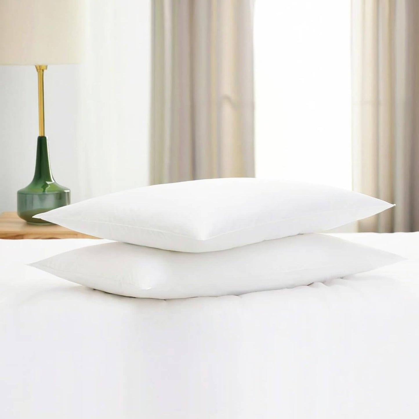 Gooeb Flat Ultra Thin Bed Pillows Standard Size Pillow Set of 2 Extra Soft Down Alternative for Stomach Back Sleeper White 20x26inches