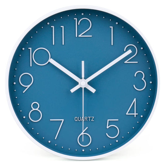 jomparis 10 Inch Cerulean Wall Clock Battery Operated Silent & Non-Ticking Wall Clock Decor for Bathroom Bedroom