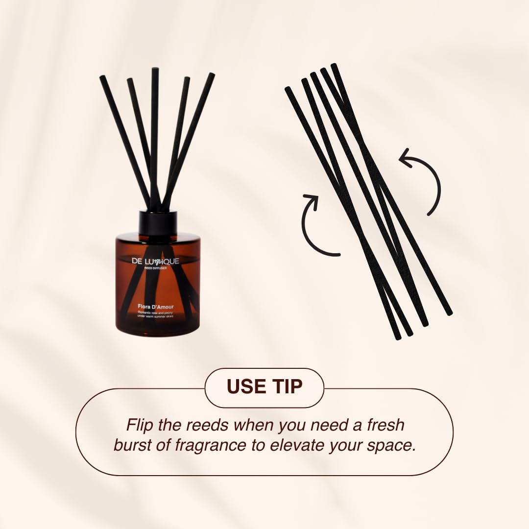 De Lumique Wildwood Scent Reed Diffuser – Home Fragrance Diffuser with Pine, Suede, Patchouli & Sandalwood – Long Lasting Diffusers for Home Scented Aroma Sticks – 150ml