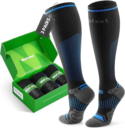 Wakefeet Compression Socks for Women Men 3 Pairs, Compression Stockings, Fragrance Flight Socks for Travelling Sitting