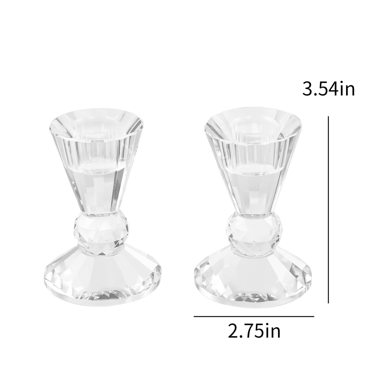 Crystal Candle Holders Set of 2,Pillar Candlestick Holders, Ultra Elegant & Modern Centerpiece Home Décor,Wedding