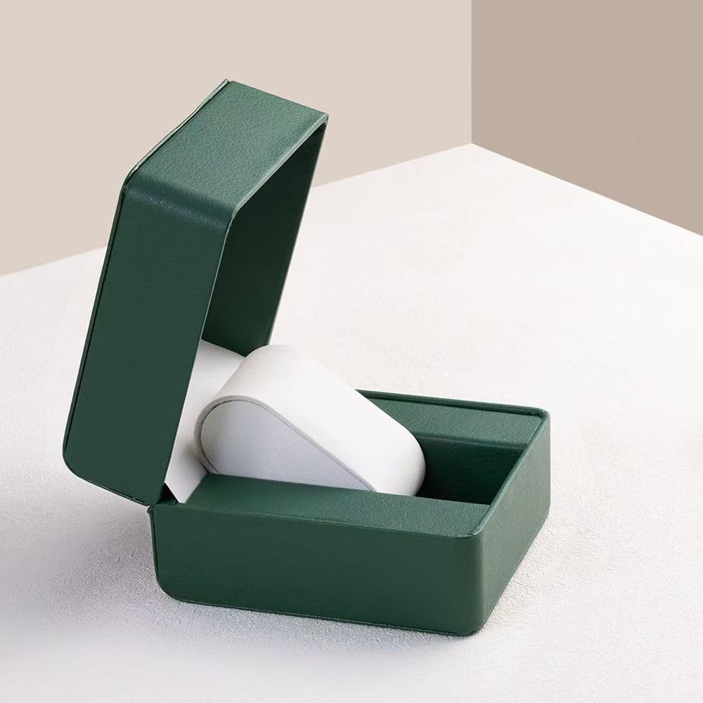 Noyulin Luxury Forest Green Leather Watch Box, Elegant Jewelry Display Case for Watches, Bracelets & Jewelry, Soft Artificial Leather with Oval Support, Durable & Lightweight Organizer Box (Green)