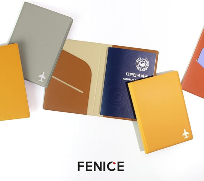 Fenice Plain Simple Passport Cover Holder Wallet Case for Travel Essential RFID Blocking Vegan Leather Waterproof (GREY)