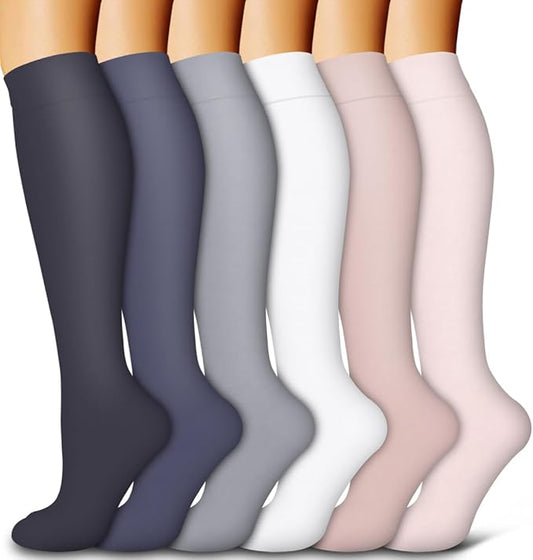Bluemaple 6 Pack Copper Compression Socks for Women and Men Circulation-Best Support for Medical, Running,Nursing,Athletic
