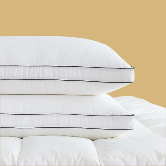 INSPIRE CRAFTER Goose Down Pillows for Neck Pain - Perfect Balance of Softness and Support, Relief for Side and Back Sleepers, Gusseted Pillow, Hotel Down Pillows Queen/Standard Size Set of 2