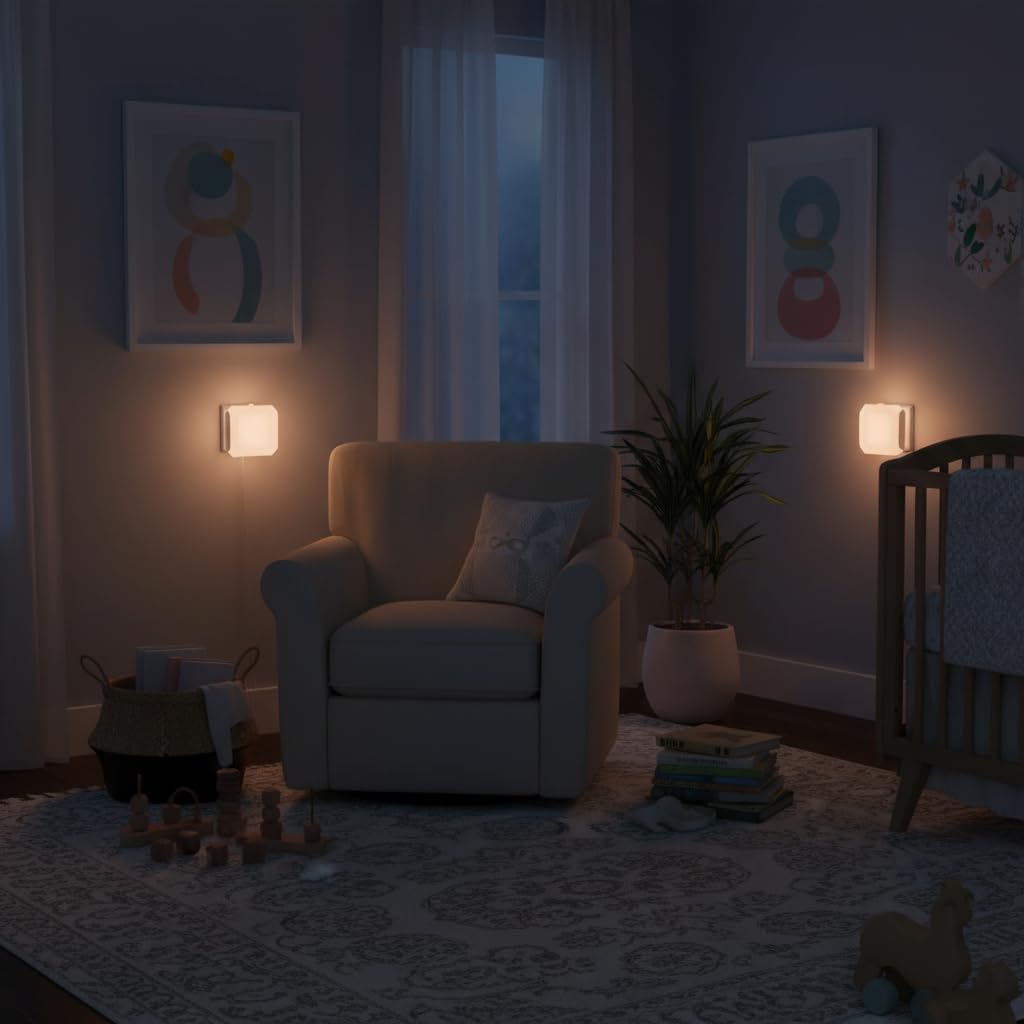 Snugluxe LED Night Lights Plug into Wall 2 Pack, Auto Dusk to Dawn Sensor, Adjustable Warm White, Plug in Nightlight for Bedroom, Kids Room, Bathroom, Hallway, Kitchen, Staircase