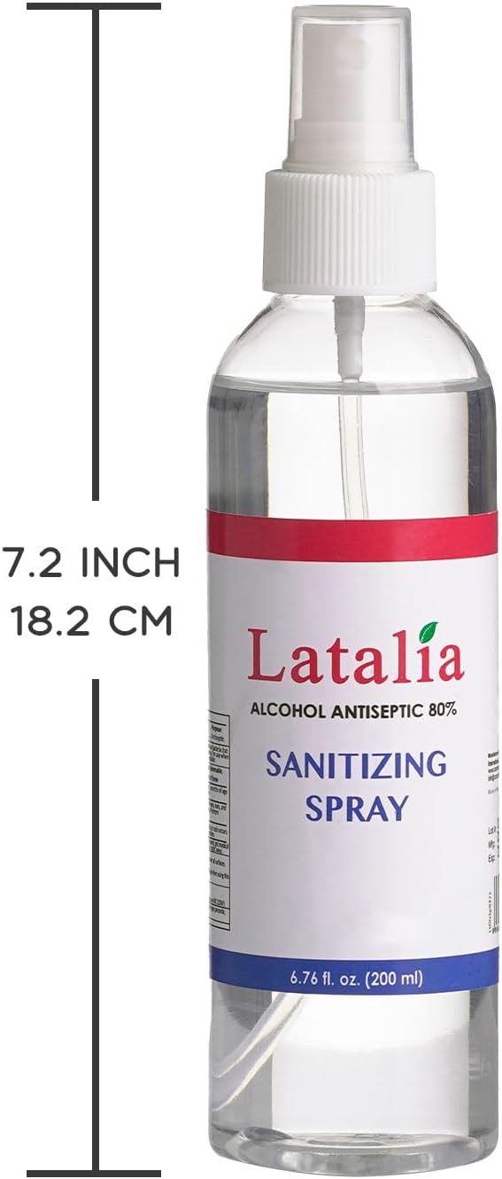 Latalia Unscented Hand Sanitizer Spray Refill Pack of 12 | 6.67 Fl oz with 80% Alcohol Bulk Hand Sanitizer Travel Size | Hand Sanitizing Spray For Quick Dry Hand