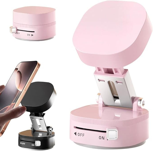 Vacuum Magnetic Suction Phone Holder, 2026 New Vacuum Magnetic Phone Holder, Adjustable Suction Phone Mount, Portable Universal Collapsible Magnetic Phone Stand Car Mount for Smartphones (Pink)