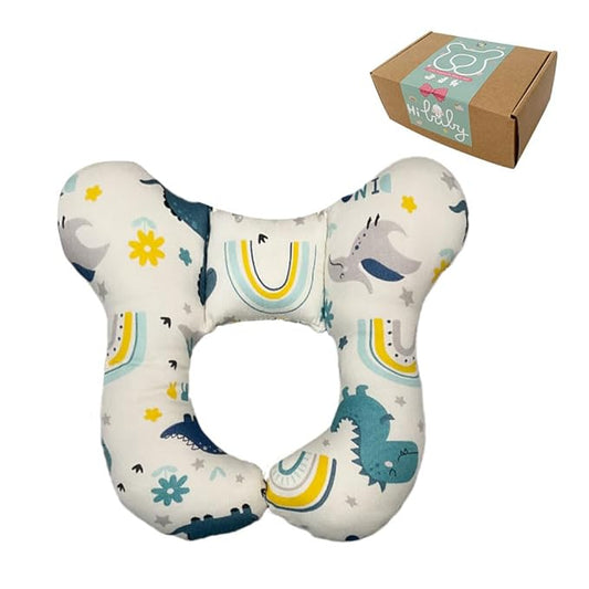 Baby Neck Pillows, Comfortable Baby Travel Head Neck Support Pillow for Car Seat Stroller Pushchair, Soft PP Cotton Travel Pillow for 0-1 Year Old Toddler Infant Newborn, Dinosaur