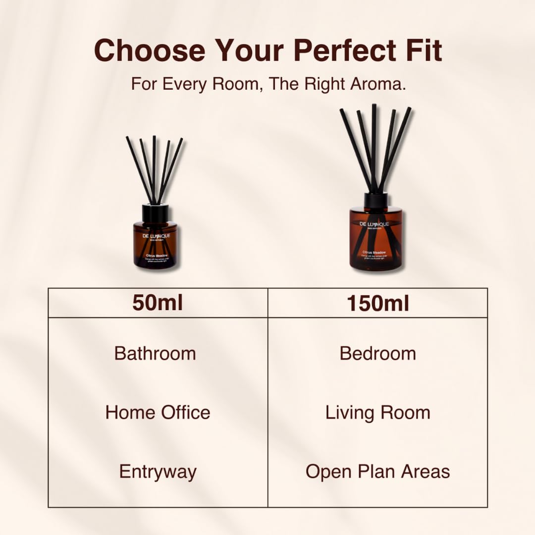 De Lumique Misty Pines Scent Reed Diffuser – Luxury Reed Diffuser with Pine, Eucalyptus & Amber – Long-Lasting, Natural Aromatherapy Scent for Home, Office, or Bedroom – 50ml
