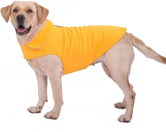 Fleece Dog Coat Pet Jacket Reflective for Cold Weather for Extra Large to Small Pets(Yellow,XL)