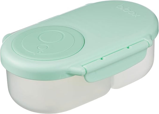 b.box Snack Box - Leakproof Mini Bento Box for Kids & Toddlers, 2 Compartment Snack Containers for Kids, Lunch Containers, Dishwasher Safe, BPA Free, PFAS Free, Ages 4m+, 1 3/4 Cup - Spearmint