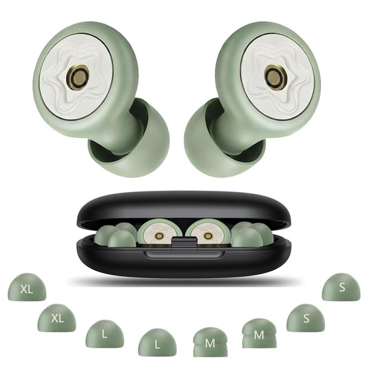 Ear Plugs for Sleeping Noise Cancelling, 50dB Reusable Silicone Earplugs for Side Sleepers, Hearing Protection Ear Plugs for Sleep, Travel, Work with Multi-Size Tips & Portable Case (Green)