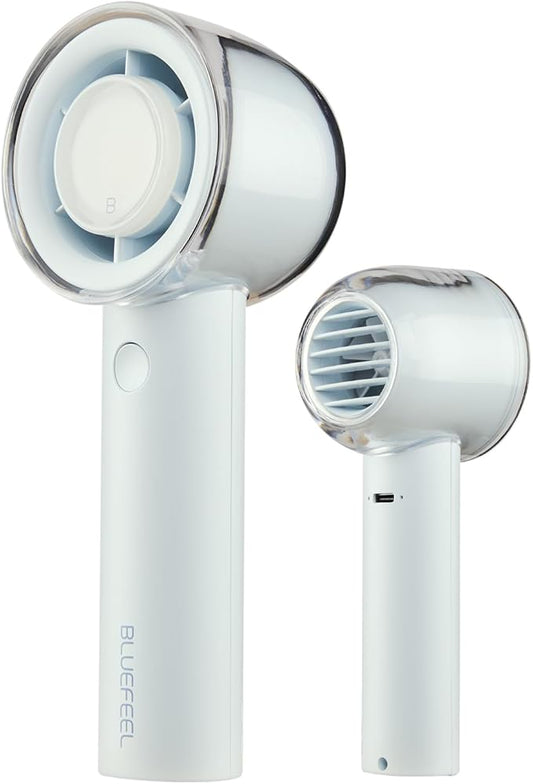 Bluefeel Portable Handheld Turbo Fan, 5-Speed Mini Personal Fan with Adjustable Turbo Mode, 16H Max Cooling Time, and 3000mAh USB Rechargeable Battery for Travel/Outdoor/Home/Office (Soda White)