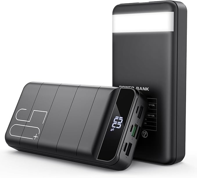 Power Bank Fast Charging 50000mAh - 22.5W Portable Charger USB C Quick Charge with 4 Outputs & 3 Inputs LED Display Huge Capacity External Battery Pack for iPhone, Samsung, iPad etc Black