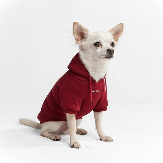 Spark Paws Dog Hoodie – Premium Dog Sweater for Small, Medium, and Large Dogs | Warm Outfits for French Bulldogs, Pitbull, Puppy, Winter Jacket Alternative - Burgundy - S