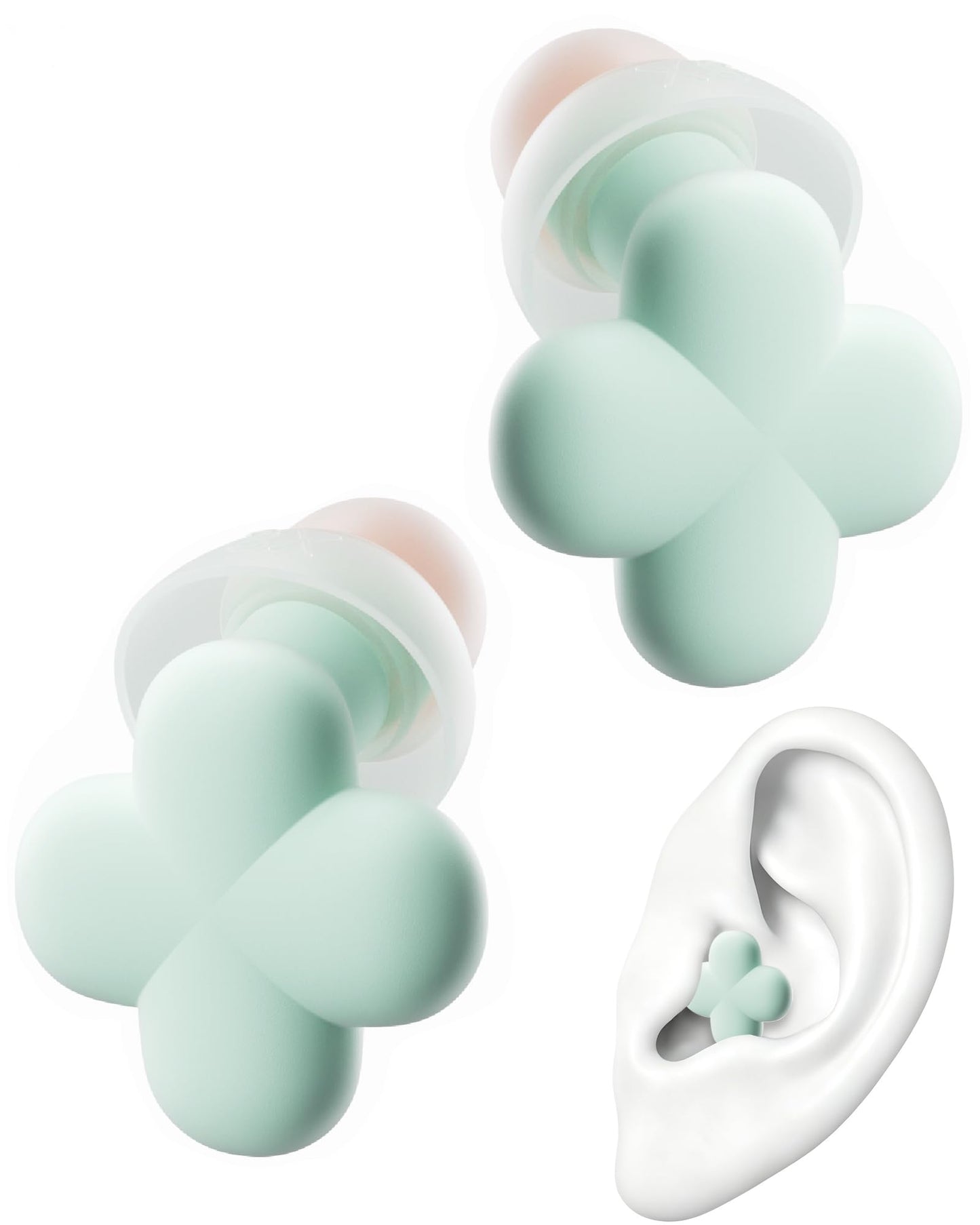 QubitPulse Bloom Ear Plugs, Earplugs for Small Ear Canals, Ultra-Comfy Stylish Earplugs for Women with Soft Patented Qufits Ear Tips, Mid Noise Cancelling Ear Plugs for Sleeping, Focus-Mint