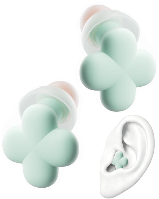 QubitPulse Bloom Ear Plugs, Earplugs for Small Ear Canals, Ultra-Comfy Stylish Earplugs for Women with Soft Patented Qufits Ear Tips, Mid Noise Cancelling Ear Plugs for Sleeping, Focus-Mint