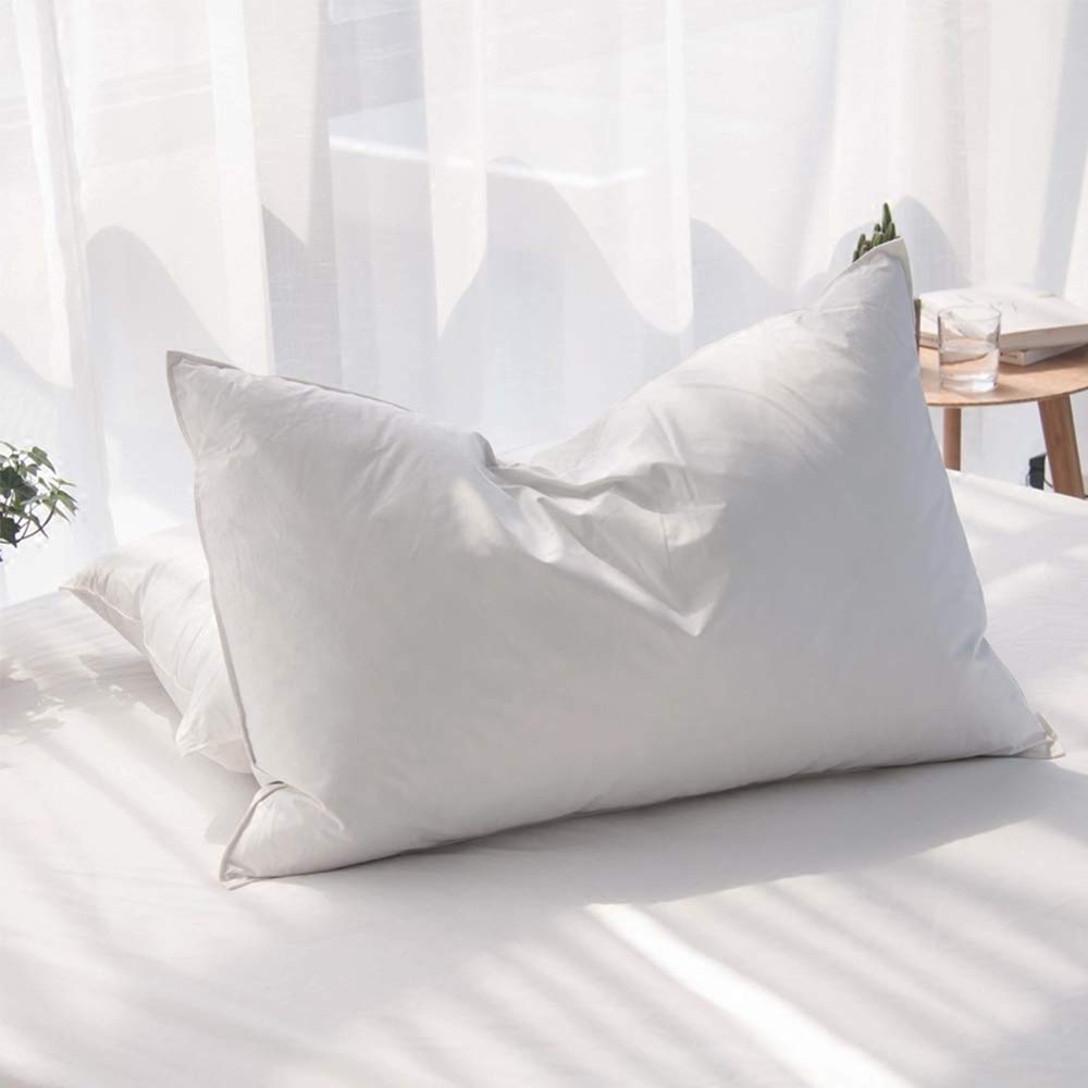 AIKOFUL Luxury Feathers Down Pillow Queen Size, Hotel Quality Fluffy Bed Pillow, Soft Pillow for Sleeping, Organic Cotton Cover(20x28”, Pack of 1)
