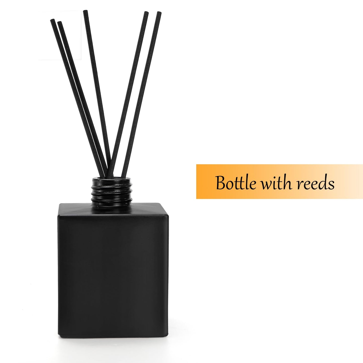 Yesland 6 Pack Perfume Reed Diffuser Bottle, 200ml/6.7oz Empty Refillable Essential Oil Bottles Glass with 60 Sticks, DIY Fragrance Diffuser Sets for Home Bathroom Office Decoration Gift, Black