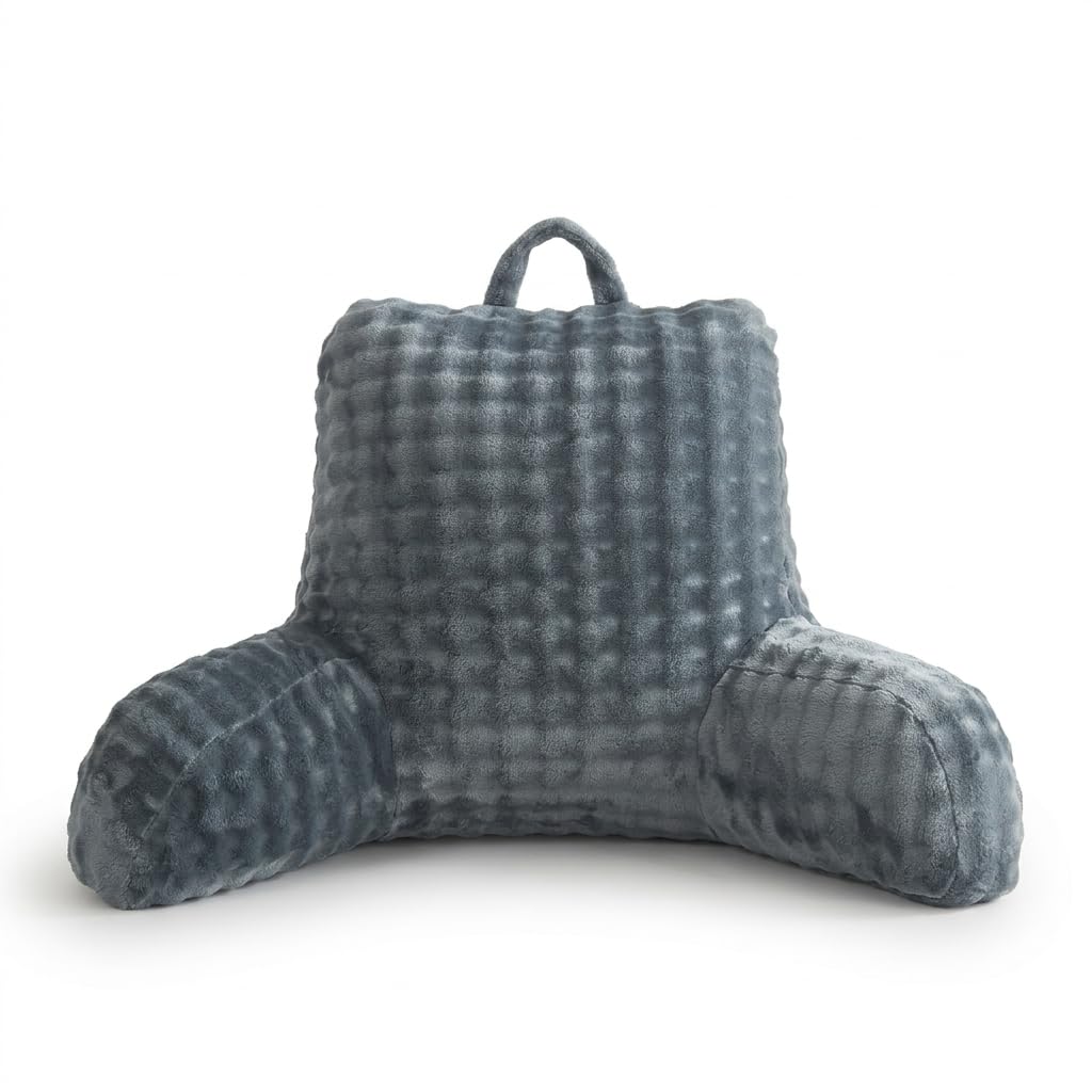 UGEYAO Reading Pillows for Sitting in Bed Kids/Teens/Adults, Velvet Back Pillow Bed Sitting Up, Back-Rest Support Cushion for Sit Up on Couch, Sofa, and Floor, Dorm Essentials (Grey, Standard)