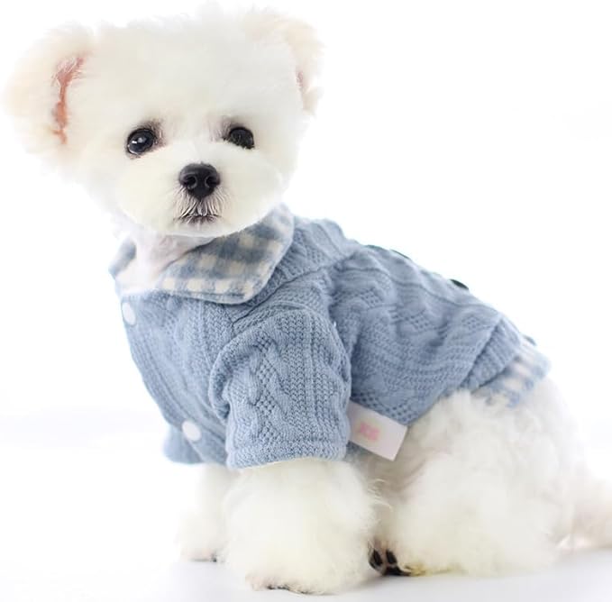 Dog Princess Sweater for Small Dogs Thick Shirt Plaid Clothes Costume Pet Girl Cute Coat Outfits Fall Costumes Winter Dog Sweaters (XS,Pink)