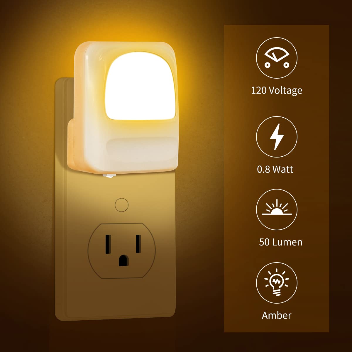 KINUR 4 Pack Dimmable Night Light Plug into Wall Soft Warm Glow Night-Lights Dusk to Dawn Sensor 5-50lm for Baby, Kids, Adults, Bedroom, Hallway, Kitchen, Bathroom