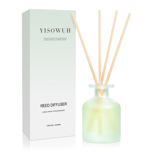 YISOWUH Reed Diffuser for Home, Clean Linen Scent 3.38oz (100ml)*1 Pack Essential Oil Reed Diffuser Set with 8 Sticks, Long Lasting Air Freshener for Bathroom Bedroom Living Room, Home Decor & Gifts
