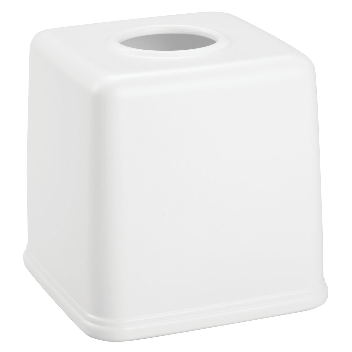 mDesign Plastic Square Facial Tissue Box Cover Holder for Bathroom Vanity Countertops, Bedroom Dressers, Night Stands, Desks and Tables - White