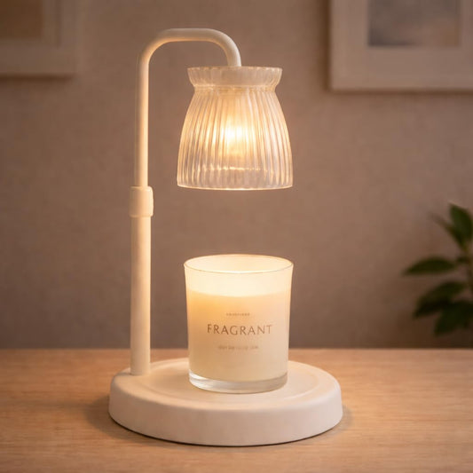 Shering White Candle Warmer Lamp with Timer & Dimmable - Metal Base & Glass Shade, Adjustable Height Wax Melter for Jar Candles, Mother's Day for Women