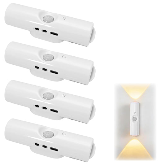 STHF 4 Pack Rechargeable Smart LED Motion Sensor Ambient Light, Auto-On Multi-Color Changing Magnetic Wall Light, Punch-Free Mount for Stairs, Wardrobe, Closet, Bathroom, Cabinet (7 Color RGB)
