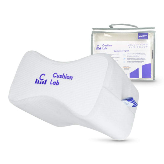 Cushion Lab Extra Dense Orthopedic Knee Pillow for Back Pain Relief, Leg Pain, Hip, Pregnancy, Sciatica & Joint Pain - Memory Foam Wedge Pillow Contour