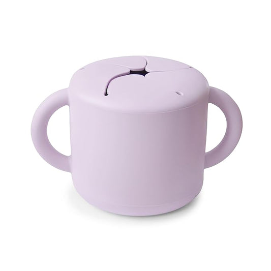 mushie Silicone Snack Cup | Spill Proof Food Container for Toddler and Baby (Soft Lilac)