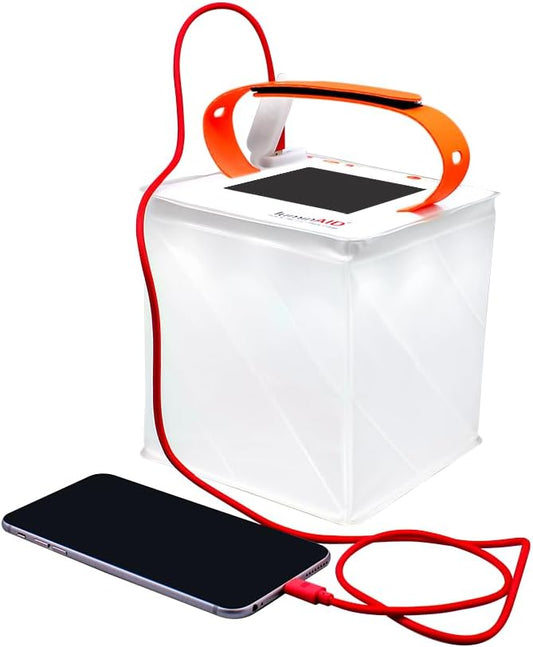 LuminAID Max Quick Inflate 2-in-1 Solar Camping Lantern and Phone Charger - Rechargeable LED Lamp for Camping, Hiking & Travel - Waterproof Emergency Light for Power Outages, Hurricane, Survival Kits