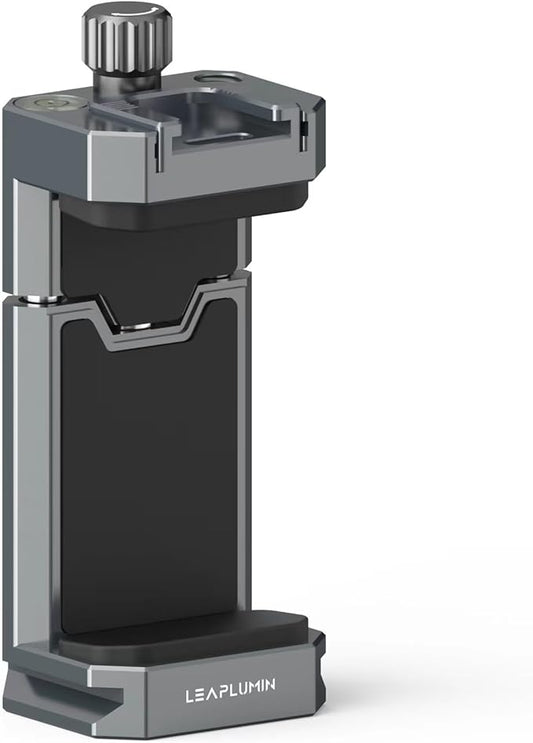 Aluminum Phone Mount for Tripod, Adjustable Phone Tripod Mount with Cold Shoe & Arca Swiss Quick Release Plate,Universal Adjustable Clamp Suitable for iPhone 14 pro/13 Pro/12/11/Samsung